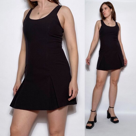 Vintage 1990s 90s Little Black MINI Dress with PLEATED Skirt! Medium - Picture 1 of 8